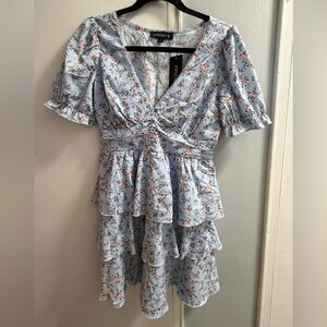 Arden B Light Blue Floral Dress
